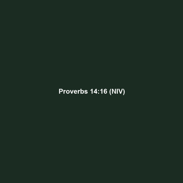 Proverbs 14:16 (NIV)